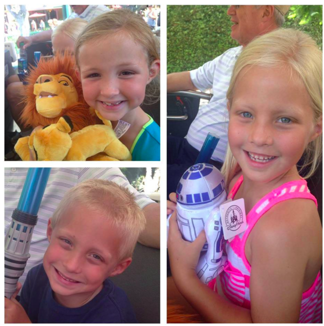 Pictures of three children happily smiling into the camera.