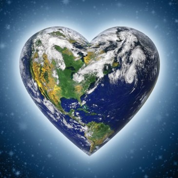 Heart-shaped earth, love, peace