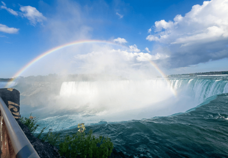 Canadian Horseshoe Falls with beautiful rainbow